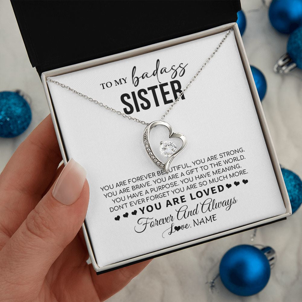 Forever Love Necklace | Personalized To My Sister Necklace From Family You Are Forever Beautiful Sister Birthday Graduation Christmas Customized Gift Box Message Card | siriusteestore