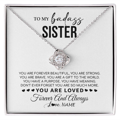 Love Knot Necklace | Personalized To My Sister Necklace From Family You Are Forever Beautiful Sister Birthday Graduation Christmas Customized Gift Box Message Card | siriusteestore
