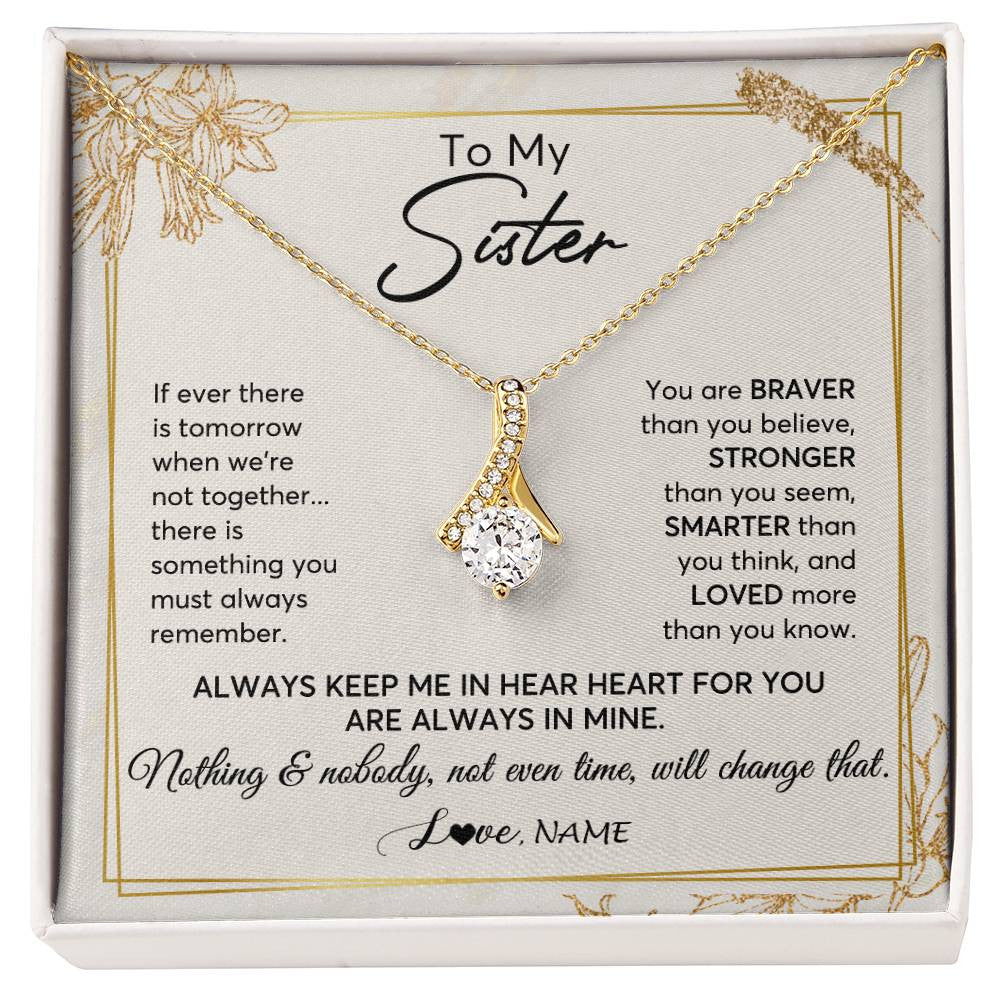 Alluring Beauty Necklace 18K Yellow Gold Finish | 1 | Personalized To My Sister Necklace From Sister Brother Always Keep Me In Your Heart Sister Birthday Graduation Christmas Customized Gift Box Message Card | siriusteestore