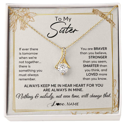 Alluring Beauty Necklace 18K Yellow Gold Finish | 1 | Personalized To My Sister Necklace From Sister Brother Always Keep Me In Your Heart Sister Birthday Graduation Christmas Customized Gift Box Message Card | siriusteestore
