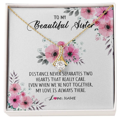Alluring Beauty Necklace 18K Yellow Gold Finish | Personalized To My Sister Necklace From Sister Brother My Love Is Always There Sister Birthday Graduation Christmas Jewelry Customized Gift Box Message Card | siriusteestore