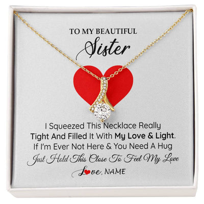 Alluring Beauty Necklace 18K Yellow Gold Finish | 1 | Personalized To My Sister Necklace from Brother Sister I Squeezed This Necklace Sister Birthday Graduation Christmas Customized Gift Box Message Card | siriusteestore