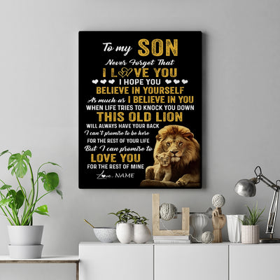 Personalized To My Son Canvas From Dad Father This Old Lion Love You Son Birthday Gifts Graduation Christmas Custom Wall Art Print Framed Canvas | siriusteestore
