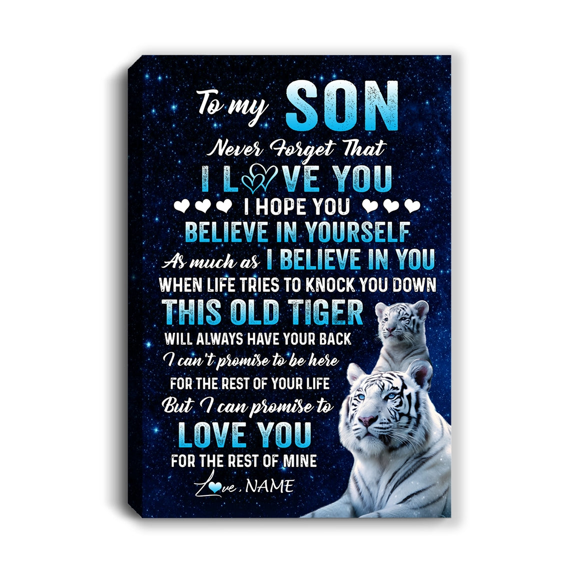 Personalized To My Son Canvas Gift From Mom Dad Mother Father This Old Tiger Love You Son Birthday Gifts Graduation Christmas Custom Wall Art Print Framed Canvas | siriusteestore