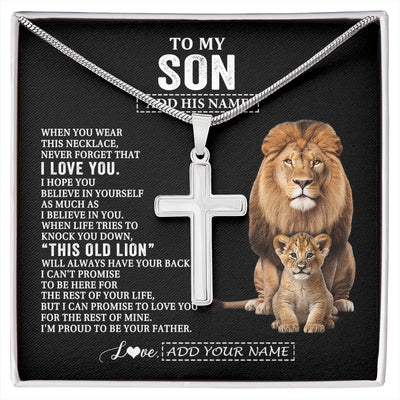 Stainless Cross Necklace Stainless Steel | 1 | Personalized To My Son Gifts From Dad Father Necklace This Old Lion Love You Son Birthday Gifts Graduation Christmas Customized Gift Box Message Card | https://siriusteestore.