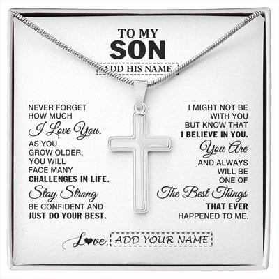 Stainless Cross Necklace Stainless Steel | 1 | Personalized To My Son Gifts From Mom Dad Father Necklace I Love You Thoughtful Keepsake Gift For Son Graduation Christmas Custom Gift Box Message Card | https://siriusteestore.