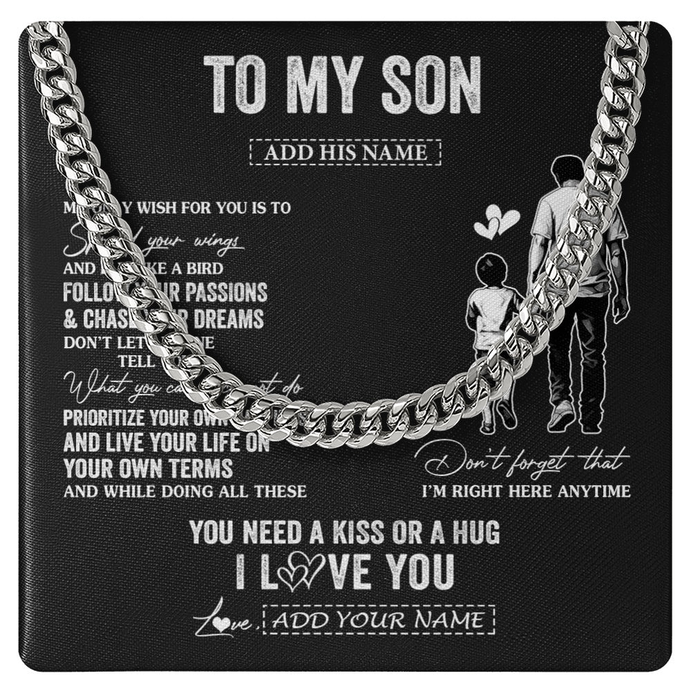 Cuban Link Chain Necklace Stainless Steel | 1 | Personalized To My Son Gifts Necklace From Dad Father My Only Wish For You Son Birthday Gifts Graduation Christmas Customized Gift Box Message Card | siriusteestore.myshopify