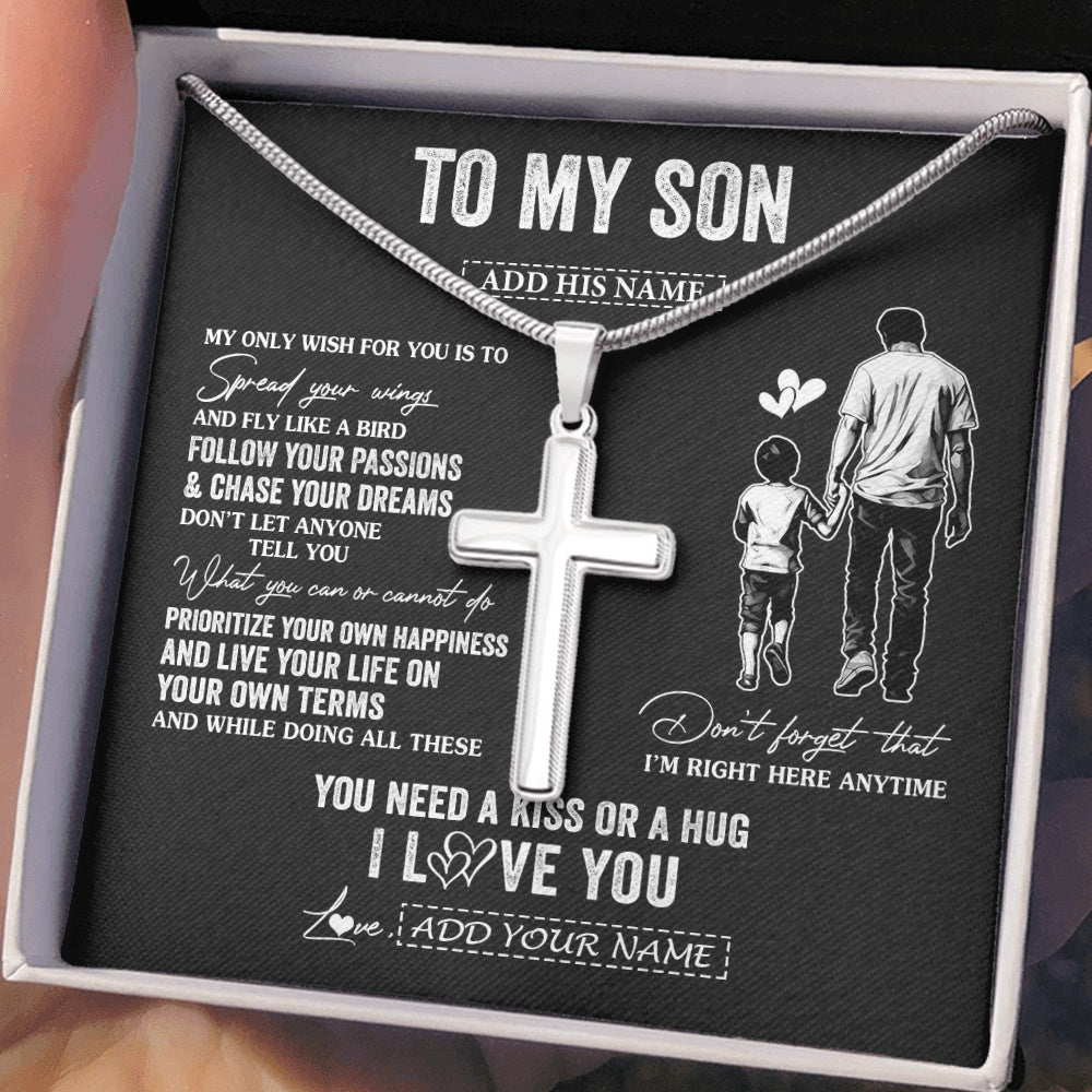 Stainless Cross Necklace Stainless Steel | 2 | Personalized To My Son Gifts Necklace From Dad Father My Only Wish For You Son Birthday Gifts Graduation Christmas Customized Gift Box Message Card | siriusteestore.myshopify