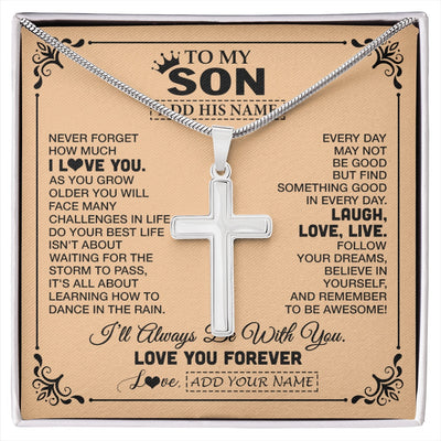 Stainless Cross Necklace Stainless Steel | 1 | Personalized To My Son Gifts Necklace From Dad Mom Mother Father Never Forget How Much I Love You Son Birthday Gifts Christmas Custom Gift Box Message Card | https://siriusteestore.