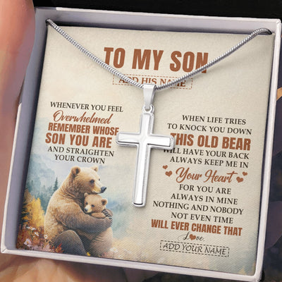 Stainless Cross Necklace Stainless Steel | 2 | Personalized To My Son Gifts Necklace From Mom Dad Mother Father Whenever Bear Unique Birthday Gifts For Son Graduation Christmas Custom Gift Box Message Card | siriusteestore.myshopify