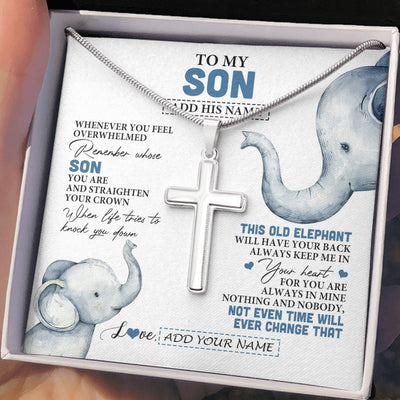 Stainless Cross Necklace Stainless Steel | 2 | Personalized To My Son Gifts Necklace From Mom Dad Mother Father Whenever Elephant Unique Birthday Gifts For Son Graduation Christmas Gift Box Message Card | siriusteestore.myshopify