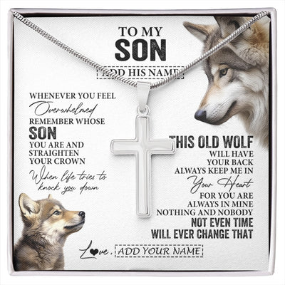 Stainless Cross Necklace Stainless Steel | 1 | Personalized To My Son Gifts Necklace From Mom Dad Mother Father Whenever Wolf Unique Birthday Gifts For Son Graduation Christmas Custom Gift Box Message Card | https://siriusteestore.
