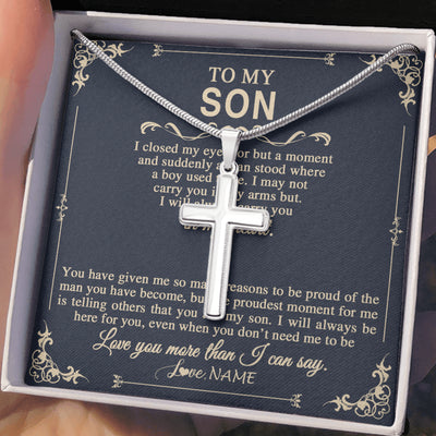 Stainless Cross Necklace Stainless Steel | 2 | Personalized To My Son Gifts Necklace From Mom Dad Mother I Closed My Eyes Gift For Son Birthday Jewelry For Men Christmas Customized Gift Box Message Card | siriusteestore