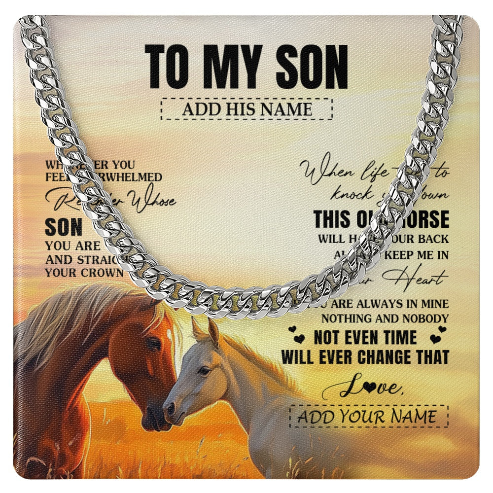 Cuban Link Chain Necklace Stainless Steel | 1 | Personalized To My Son Gifts Necklace From Mom Dad Mother Whenever Horse Unique Birthday Gifts For Son Graduation Christmas Custom Gift Box Message Card | siriusteestore.myshopify
