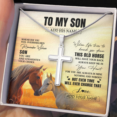 Stainless Cross Necklace Stainless Steel | 2 | Personalized To My Son Gifts Necklace From Mom Dad Mother Whenever Horse Unique Birthday Gifts For Son Graduation Christmas Custom Gift Box Message Card | siriusteestore.myshopify