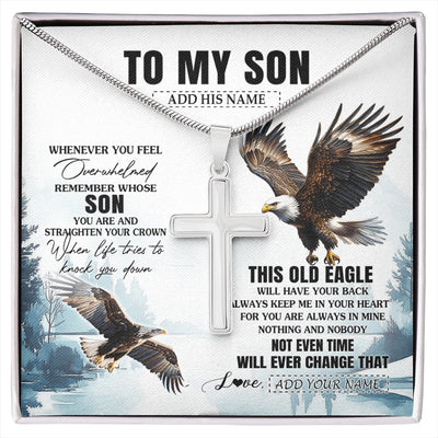 Stainless Cross Necklace Stainless Steel | 1 | Personalized To My Son Gifts Necklace From Mom Dad Whenever Eagle Unique Birthday Gifts For Son Graduation Christmas Keepsake Custom Gift Box Message Card | https://siriusteestore.