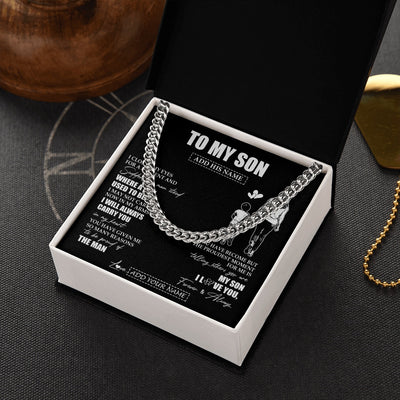 Cuban Link Chain Necklace Stainless Steel | 2 | Personalized To My Son Gifts Necklace From Mom Mother I Closed My Eyes For A Moment Son Birthday Graduation Christmas Customized Gift Box Message Card | siriusteestore.myshopify