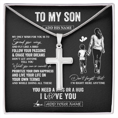 Stainless Cross Necklace Stainless Steel | 1 | Personalized To My Son Gifts Necklace From Mom Mother My Only Wish For You Son Birthday Gifts Graduation Christmas Customized Gift Box Message Card | siriusteestore.myshopify