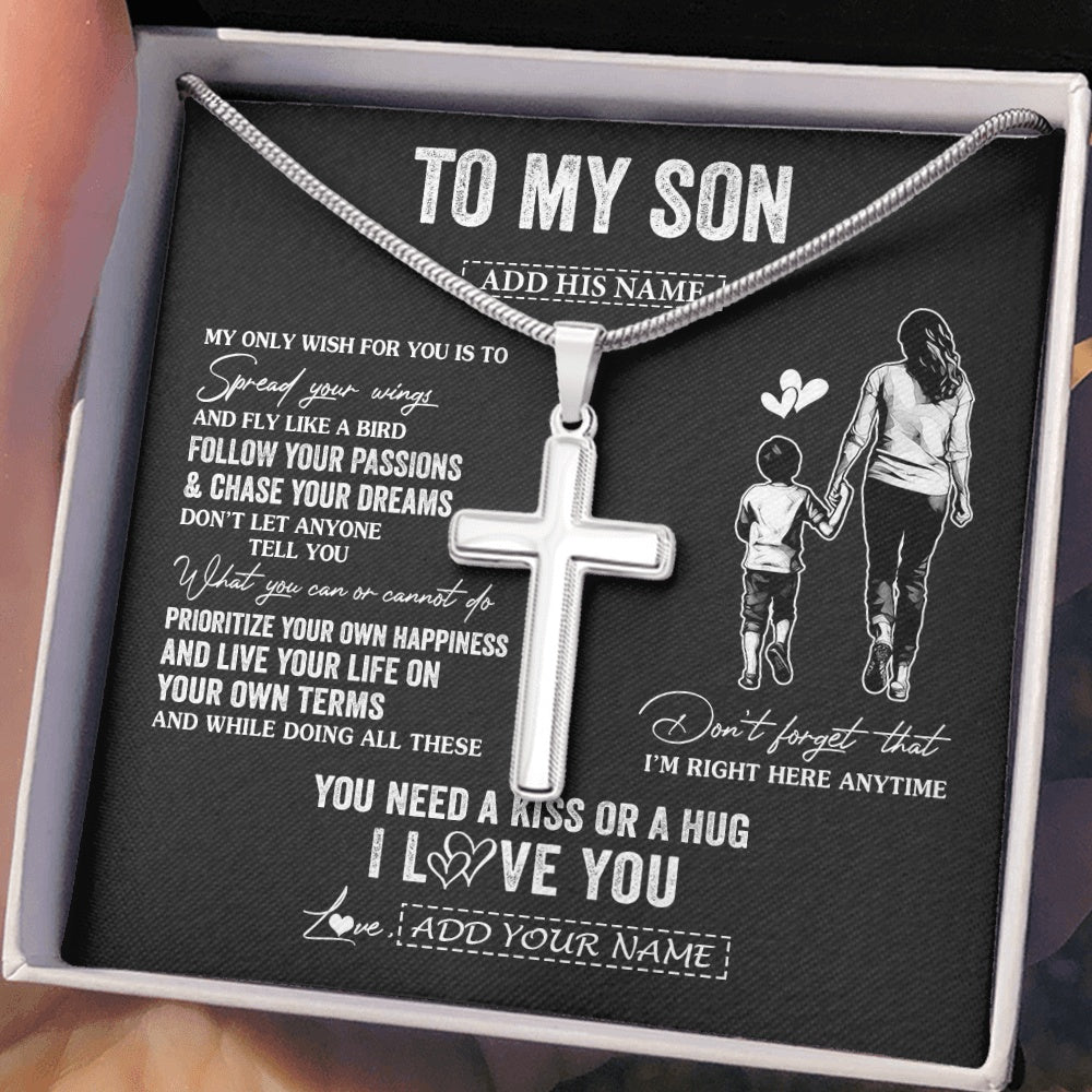 Stainless Cross Necklace Stainless Steel | 2 | Personalized To My Son Gifts Necklace From Mom Mother My Only Wish For You Son Birthday Gifts Graduation Christmas Customized Gift Box Message Card | siriusteestore.myshopify