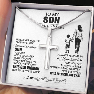 Stainless Cross Necklace Stainless Steel | 2 | Personalized To My Son Gifts Necklace From Mom Mother Whenever Woman Unique Birthday Gifts For Son Graduation Christmas Customized Gift Box Message Card | siriusteestore.myshopify