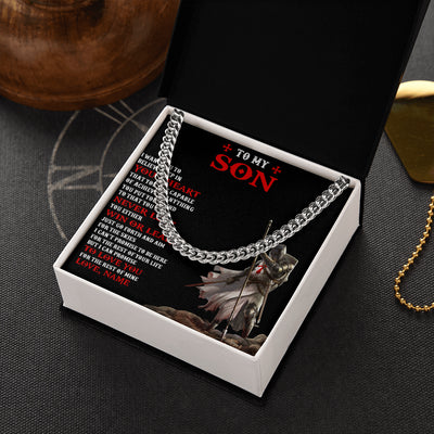 Cuban Link Chain Necklace Stainless Steel | 2 | Personalized To My Son Knight Templar Necklace From Dad Mom You Will Never Lose Son Birthday Gifts Graduation Christmas Customized Gift Box Message Card | siriusteestore