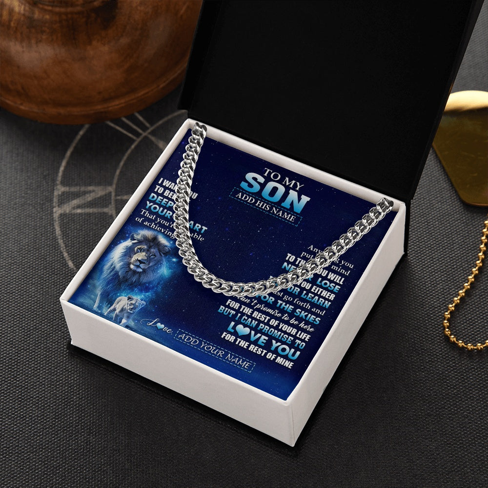 Cuban Link Chain Necklace Stainless Steel | 2 | Personalized To My Son Necklace From Dad Father Believe Your Heart Son Gift Birthday Graduation Christmas Customized Gift Box Message Card | siriusteestore.myshopify