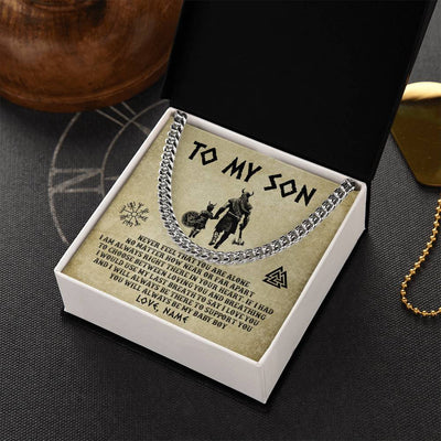 Cuban Link Chain Necklace Stainless Steel | 2 | Personalized To My Son Necklace From Dad Viking Never Feel That You Are Alone Viking Son Birthday Gifts Graduation Christmas Customized Gift Box Message Card | siriusteestore