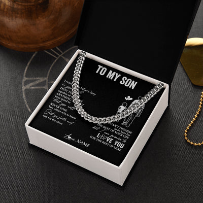 Cuban Link Chain Necklace Stainless Steel | 2 | Personalized To My Son Necklace You Will Never Lose From Dad Father Son Birthday Gifts Graduation Christmas Customized Gift Box Message Card | siriusteestore