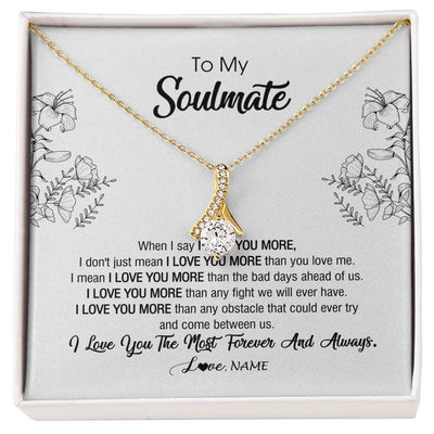 Alluring Beauty Necklace 18K Yellow Gold Finish | Personalized To My Soulmate Necklace For Women Future Wife Girlfriend Love You Birthday Anniversary Wedding Valentines Day Christmas Customized Message Card | siriusteestore