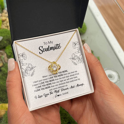 Love Knot Necklace 18K Yellow Gold Finish | Personalized To My Soulmate Necklace For Women Future Wife Girlfriend Love You Birthday Anniversary Wedding Valentines Day Christmas Customized Message Card | siriusteestore