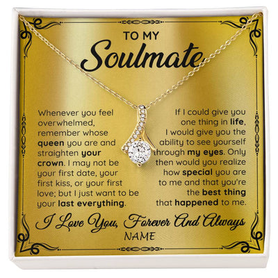Alluring Beauty Necklace 18K Yellow Gold Finish | 1 | Personalized To My Soulmate Necklace For Women Hot Wife Romantic From Husband Birthday Anniversary Wedding Valentines Day Customized Gift Box Message Card | siriusteestore