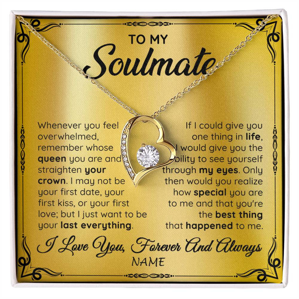Forever Love Necklace 18K Yellow Gold Finish | 1 | Personalized To My Soulmate Necklace For Women Hot Wife Romantic From Husband Birthday Anniversary Wedding Valentines Day Customized Gift Box Message Card | siriusteestore