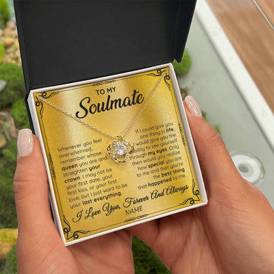 Love Knot Necklace 18K Yellow Gold Finish | 2 | Personalized To My Soulmate Necklace For Women Hot Wife Romantic From Husband Birthday Anniversary Wedding Valentines Day Customized Gift Box Message Card | siriusteestore