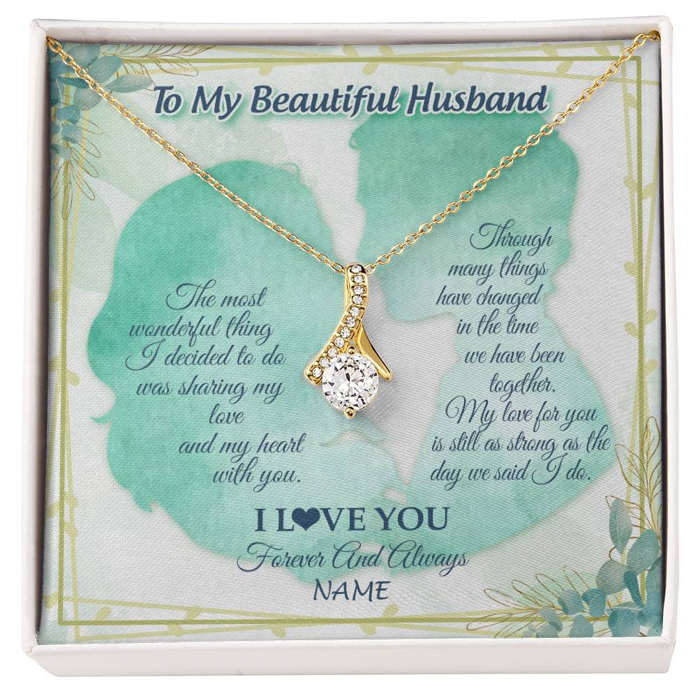 Alluring Beauty Necklace 18K Yellow Gold Finish | 1 | Personalized To My Soulmate Necklace From Husband My Heart With You Soulmate Valentines Wedding Day Birthday Christmas Customized Gift Box Message Card | siriusteestore
