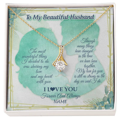 Alluring Beauty Necklace 18K Yellow Gold Finish | 1 | Personalized To My Soulmate Necklace From Husband My Heart With You Soulmate Valentines Wedding Day Birthday Christmas Customized Gift Box Message Card | siriusteestore