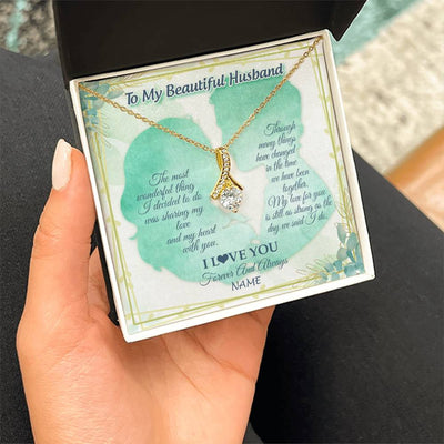 Alluring Beauty Necklace 18K Yellow Gold Finish | 2 | Personalized To My Soulmate Necklace From Husband My Heart With You Soulmate Valentines Wedding Day Birthday Christmas Customized Gift Box Message Card | siriusteestore