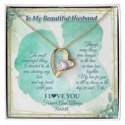 Forever Love Necklace 18K Yellow Gold Finish | 1 | Personalized To My Soulmate Necklace From Husband My Heart With You Soulmate Valentines Wedding Day Birthday Christmas Customized Gift Box Message Card | siriusteestore