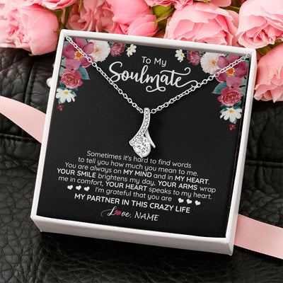Alluring Beauty Necklace | Personalized To My Soulmate Necklace From Husband You Are My Partner Wife Birthday Anniversary Valentines Day Christmas Customized Gift Box Message Card | siriusteestore