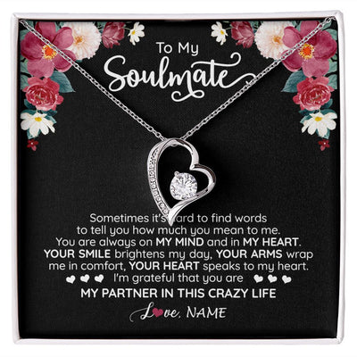 Forever Love Necklace | Personalized To My Soulmate Necklace From Husband You Are My Partner Wife Birthday Anniversary Valentines Day Christmas Customized Gift Box Message Card | siriusteestore