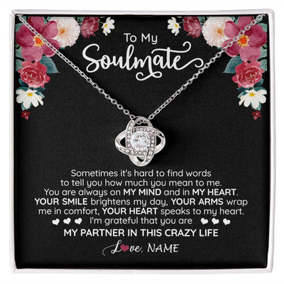 Love Knot Necklace | Personalized To My Soulmate Necklace From Husband You Are My Partner Wife Birthday Anniversary Valentines Day Christmas Customized Gift Box Message Card | siriusteestore