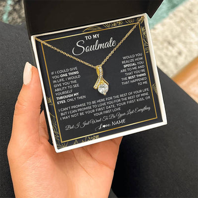 Alluring Beauty Necklace 18K Yellow Gold Finish | 2 | Personalized To My Soulmate Necklace From Husband You Are The Best Thing Soulmate Birthday Anniversary Necklace Valentines Day Customized Gift Box Message Card | siriusteestore