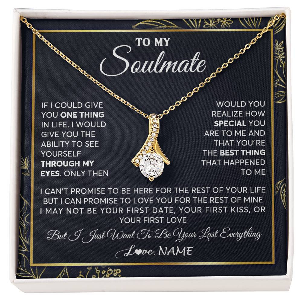 Alluring Beauty Necklace 18K Yellow Gold Finish | 1 | Personalized To My Soulmate Necklace From Husband You Are The Best Thing Soulmate Birthday Anniversary Necklace Valentines Day Customized Gift Box Message Card | siriusteestore