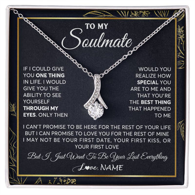 Alluring Beauty Necklace 14K White Gold Finish | 1 | Personalized To My Soulmate Necklace From Husband You Are The Best Thing Soulmate Birthday Anniversary Necklace Valentines Day Customized Gift Box Message Card | siriusteestore