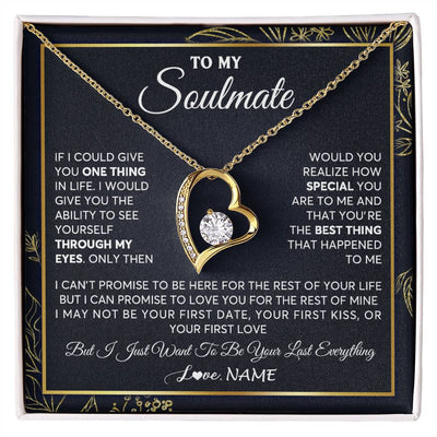 Forever Love Necklace 18K Yellow Gold Finish | 1 | Personalized To My Soulmate Necklace From Husband You Are The Best Thing Soulmate Birthday Anniversary Necklace Valentines Day Customized Gift Box Message Card | siriusteestore