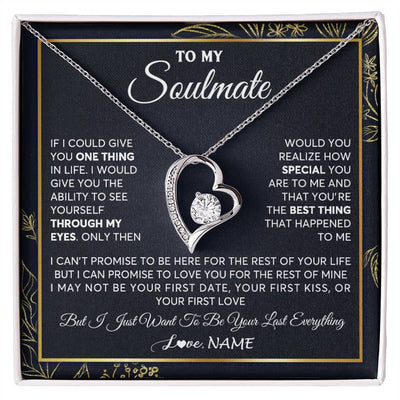 Forever Love Necklace 14K White Gold Finish | 1 | Personalized To My Soulmate Necklace From Husband You Are The Best Thing Soulmate Birthday Anniversary Necklace Valentines Day Customized Gift Box Message Card | siriusteestore