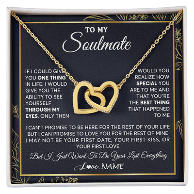 Interlocking Hearts Necklace 18K Yellow Gold Finish | 1 | Personalized To My Soulmate Necklace From Husband You Are The Best Thing Soulmate Birthday Anniversary Necklace Valentines Day Customized Gift Box Message Card | siriusteestore