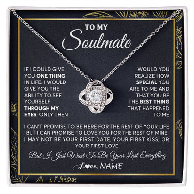 Love Knot Necklace 14K White Gold Finish | 1 | Personalized To My Soulmate Necklace From Husband You Are The Best Thing Soulmate Birthday Anniversary Necklace Valentines Day Customized Gift Box Message Card | siriusteestore
