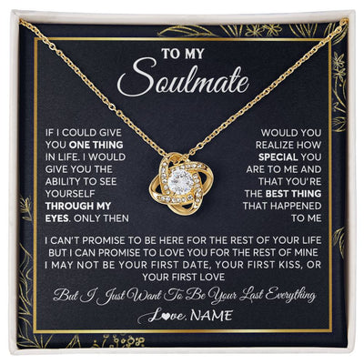 Love Knot Necklace 18K Yellow Gold Finish | 1 | Personalized To My Soulmate Necklace From Husband You Are The Best Thing Soulmate Birthday Anniversary Necklace Valentines Day Customized Gift Box Message Card | siriusteestore