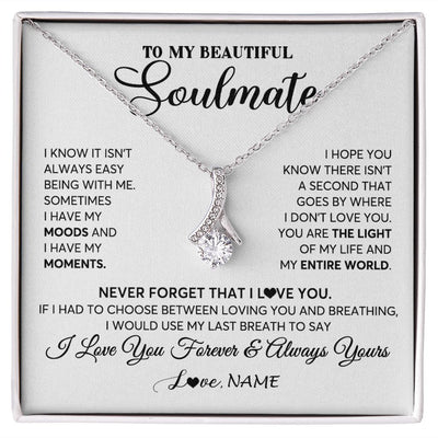 Alluring Beauty Necklace | Personalized To My Soulmate Necklace From Husband You Are The Light Of My Life Wife Birthday Anniversary Valentines Day Customized Gift Box Message Card | siriusteestore