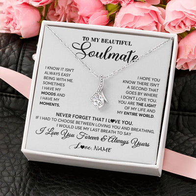 Alluring Beauty Necklace | Personalized To My Soulmate Necklace From Husband You Are The Light Of My Life Wife Birthday Anniversary Valentines Day Customized Gift Box Message Card | siriusteestore